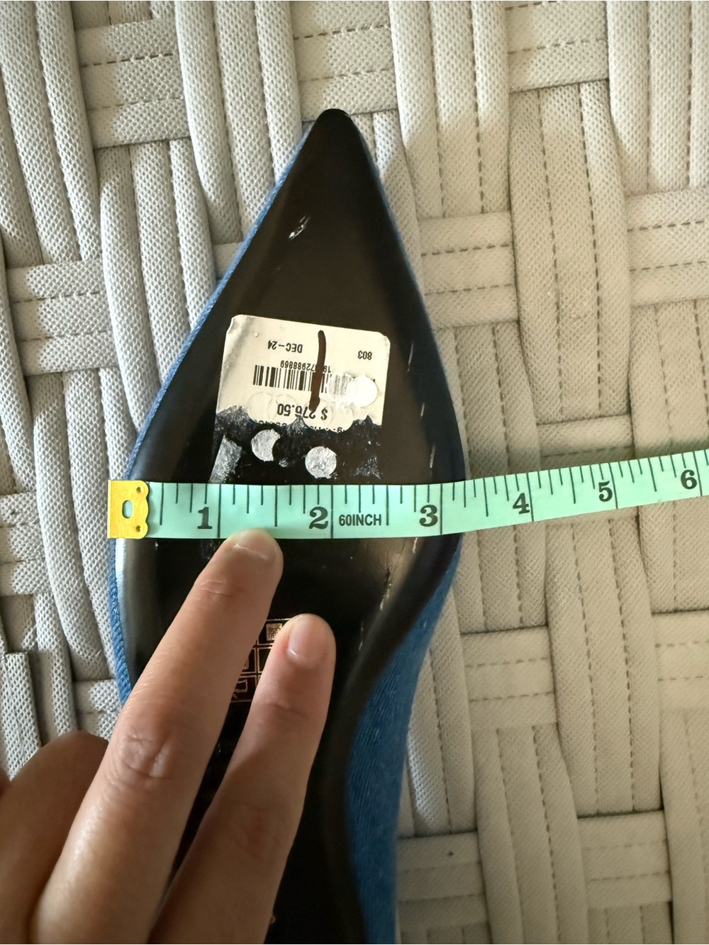 Stuart Weitzman Emilia Denim Blue Pointed-Toe Mary Jane Flats - Picture 8 of 8